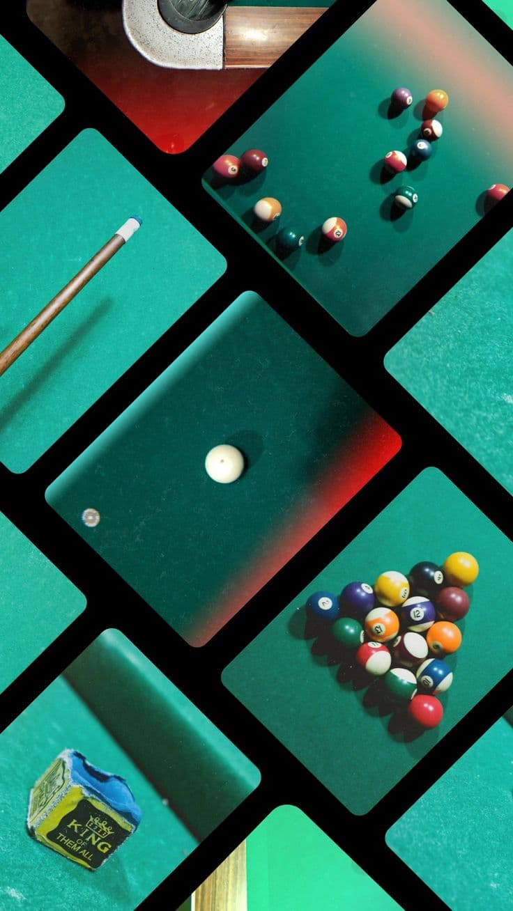 Retro collage of green baize photographs
